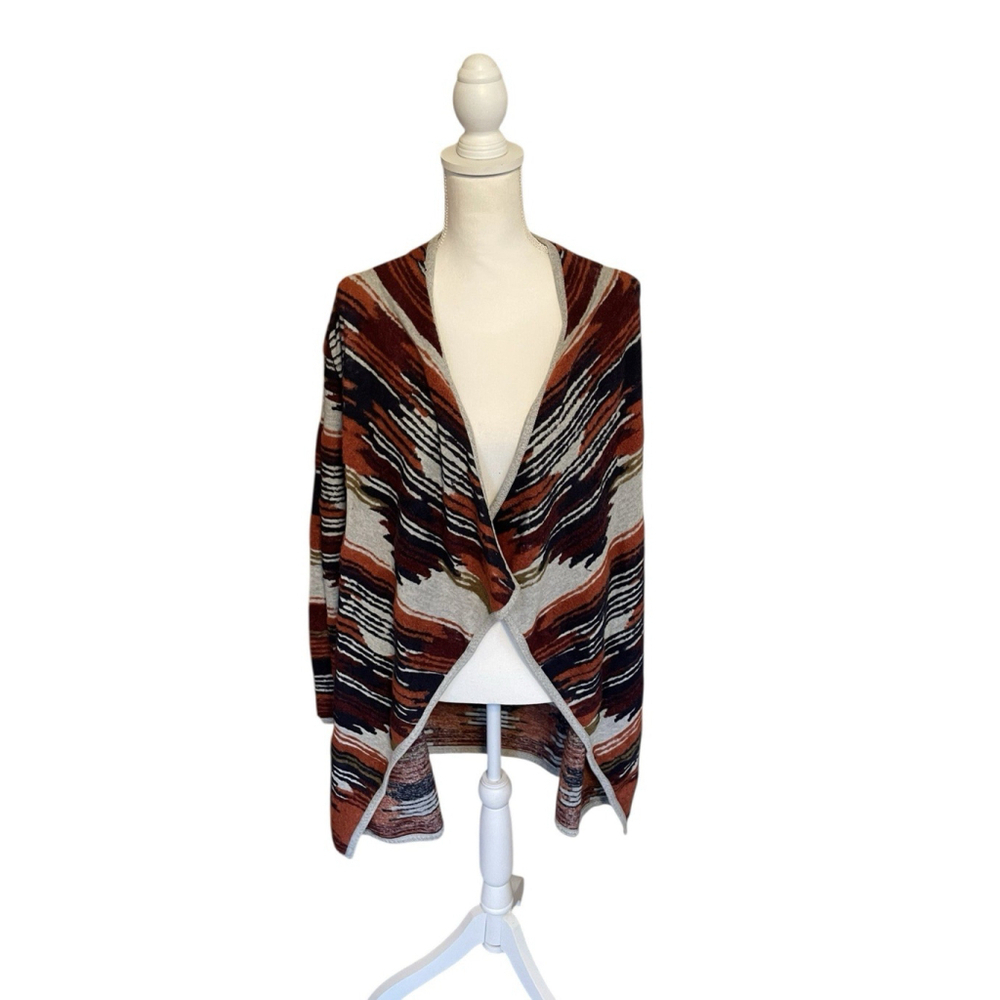 Lucky Brand Aztec Navajo Open Front Drape Cardigan Sweater Size Small